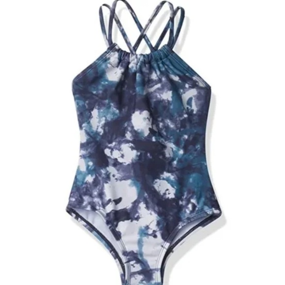 NEW Kanu Surf Girls' Jasmine Beach Sport Halter One Piece swim Swimsuit Size 14 - Picture 1 of 5